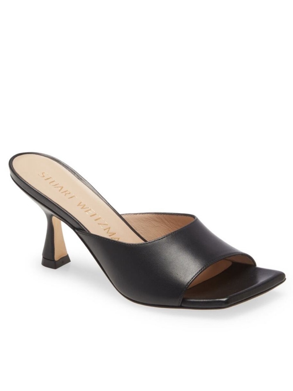Stuart Weitzman Black Open-Toe Mule Heeled Sandals